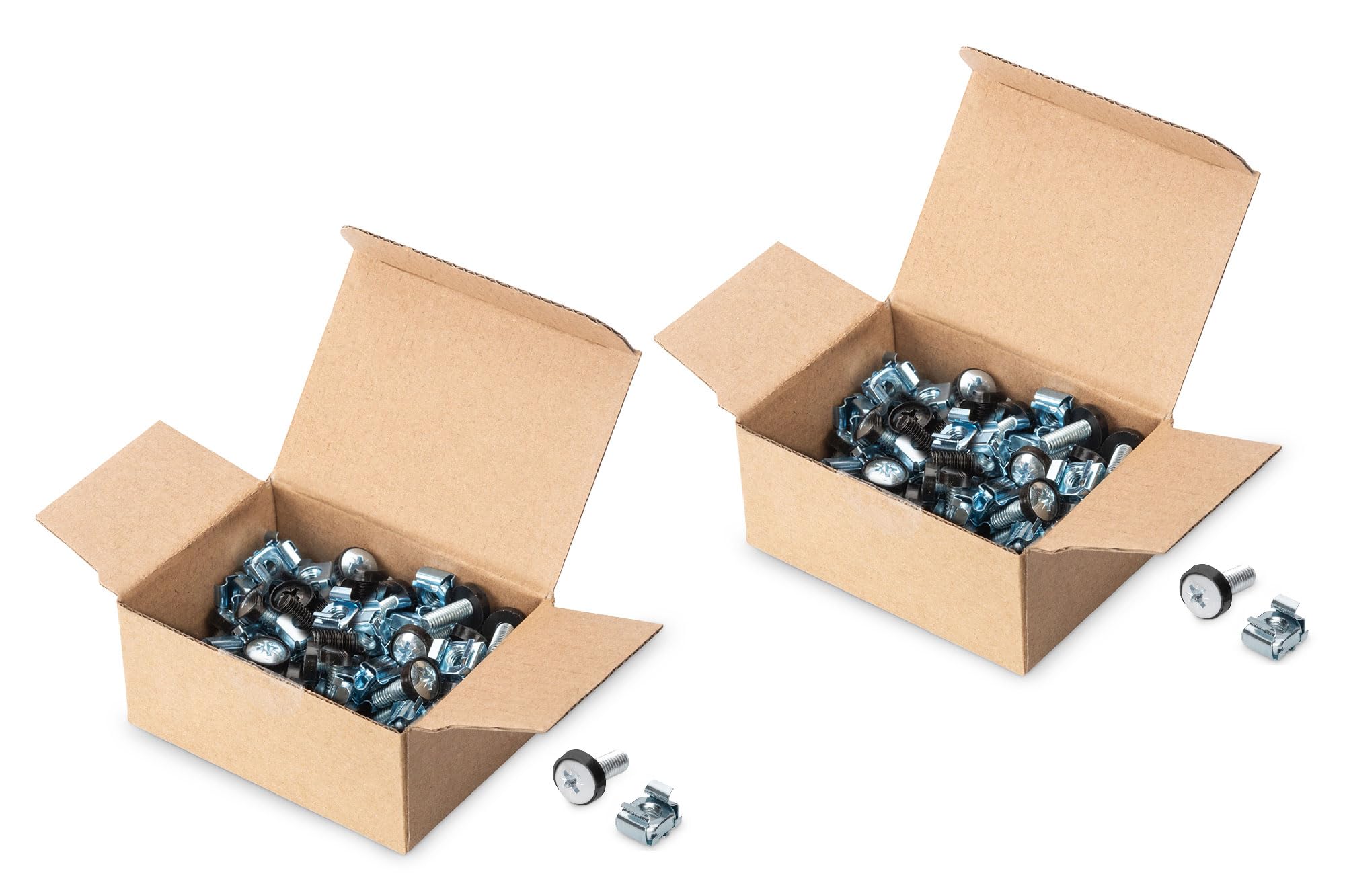 DIGITUS DN-19 Set-S - M6 Screws & Cage Nuts - 100 Piece Set - Mounting Screws for Server Cabinet, AV Rack, 19"/10" Network Cabinet - Mounting Kit - Silver