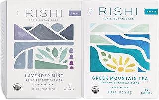 Rishi Tea Lavender Mint & Greek Mountain Herbal Tea - Organic Sachet Tea Bags, Caffeine Free Immune Support Tea Bundle - 1...