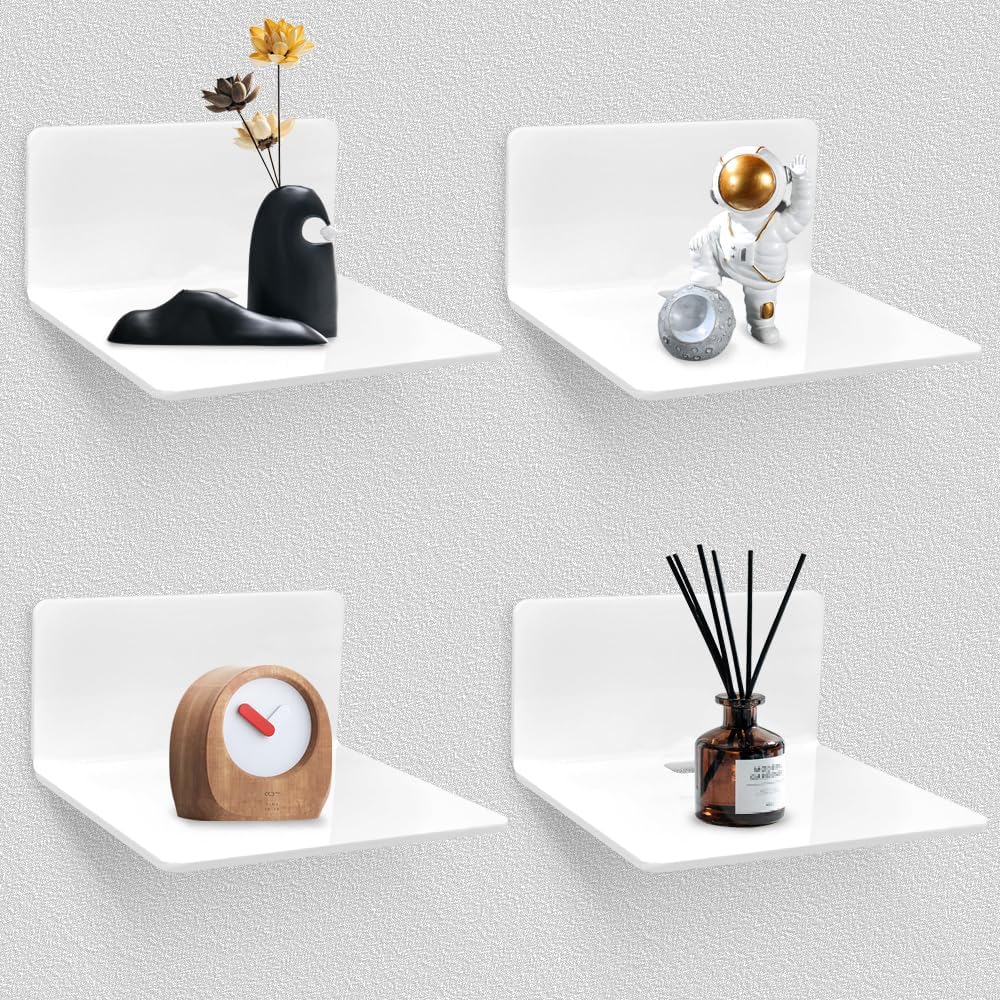 GENHH 4 Pièces Etagere Murale sans Percage, Étagères Flottantes
