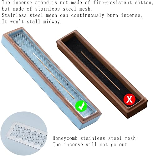 Vista 22 de CEREMONY Soporte de incienso para palos, soporte de cerámica para atrapascenizas, soporte de incienso Timkburner para meditación, yoga, spa, Palanca