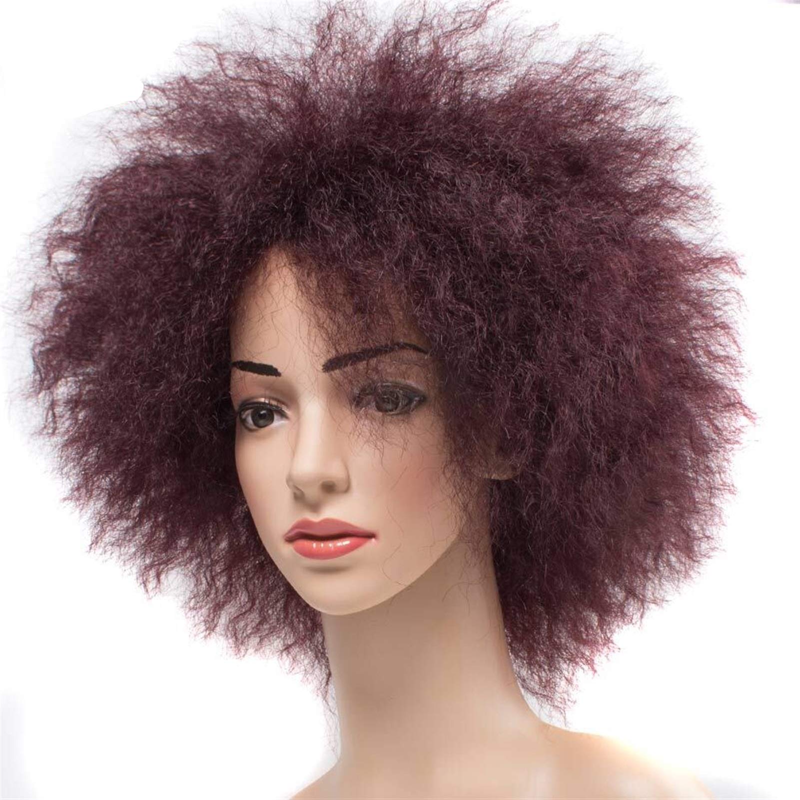 Damskie peruki z włosami afro perwersyjna prosta peruka afrykańska krótka peruka dla kobiet wysoka temperatura włókna Cosplay syntetyczna peruka Beauty Ladieshair (kolor: 1, rozmiar: 20 cali)