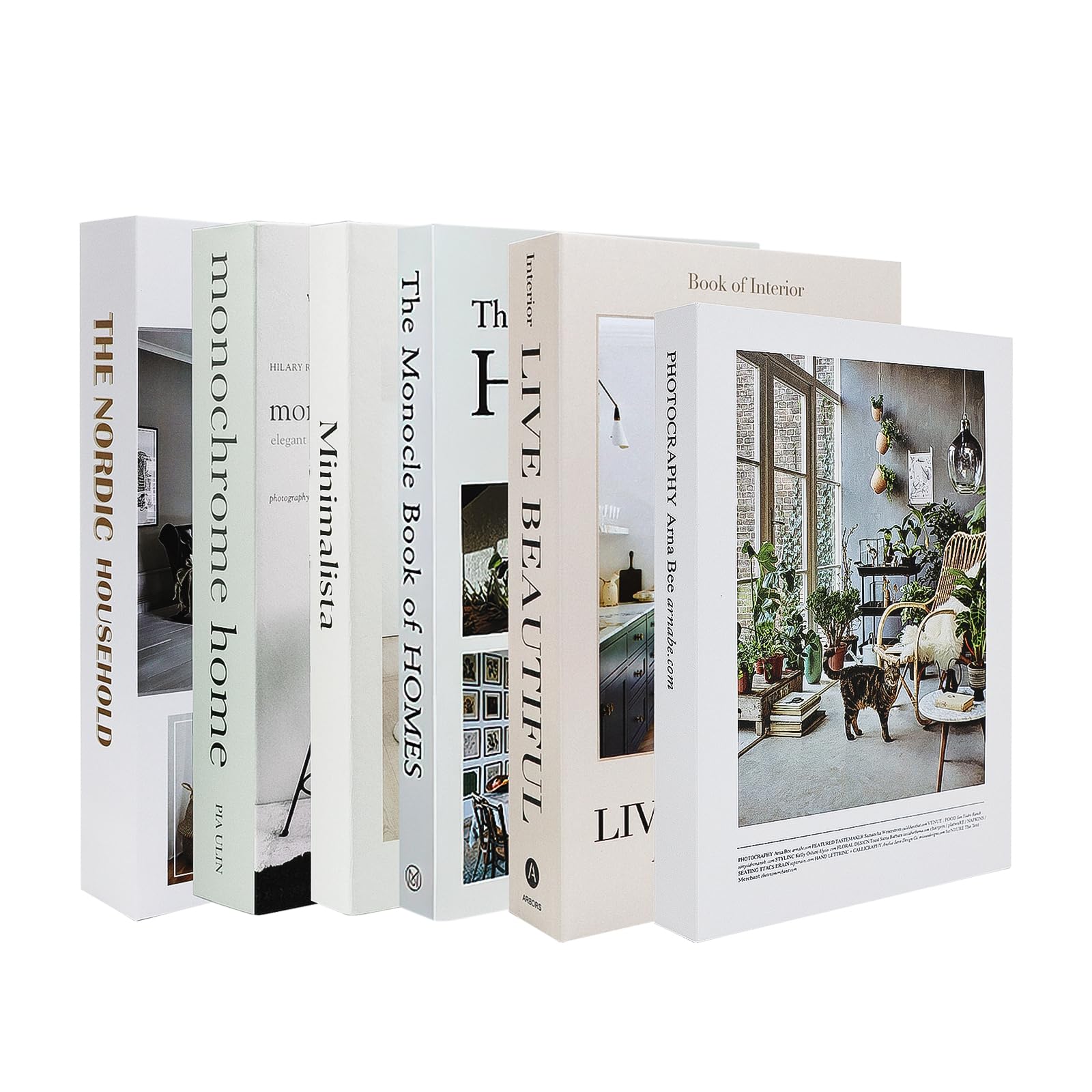 6 Pack Decorative Fake Books Set, Fashion Hardcover Display Books for Coffee Table, Stacked Modern Faux Book for Home Office Bookshelf Decor