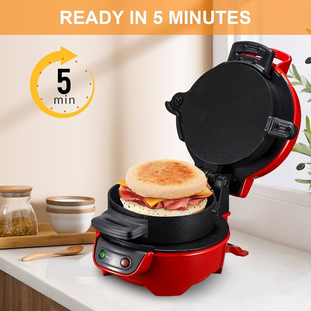 Appareil à Sandwiches & Burgers 600W – Avec Anneau Omelette, Revêtement Antiadhésif, Parfait Pour Petits-Déjeuners Rapides Et Sains Machine à Sandwiches Avec Omelette 600W Appareil à Sandwiches & Burgers 600W – Avec Anneau Omelette, Revêtement Antiadhésif, Parfait Pour Petits-Déjeuners Rapides Et Sains Machine à Sandwiches Avec Omelette 600W