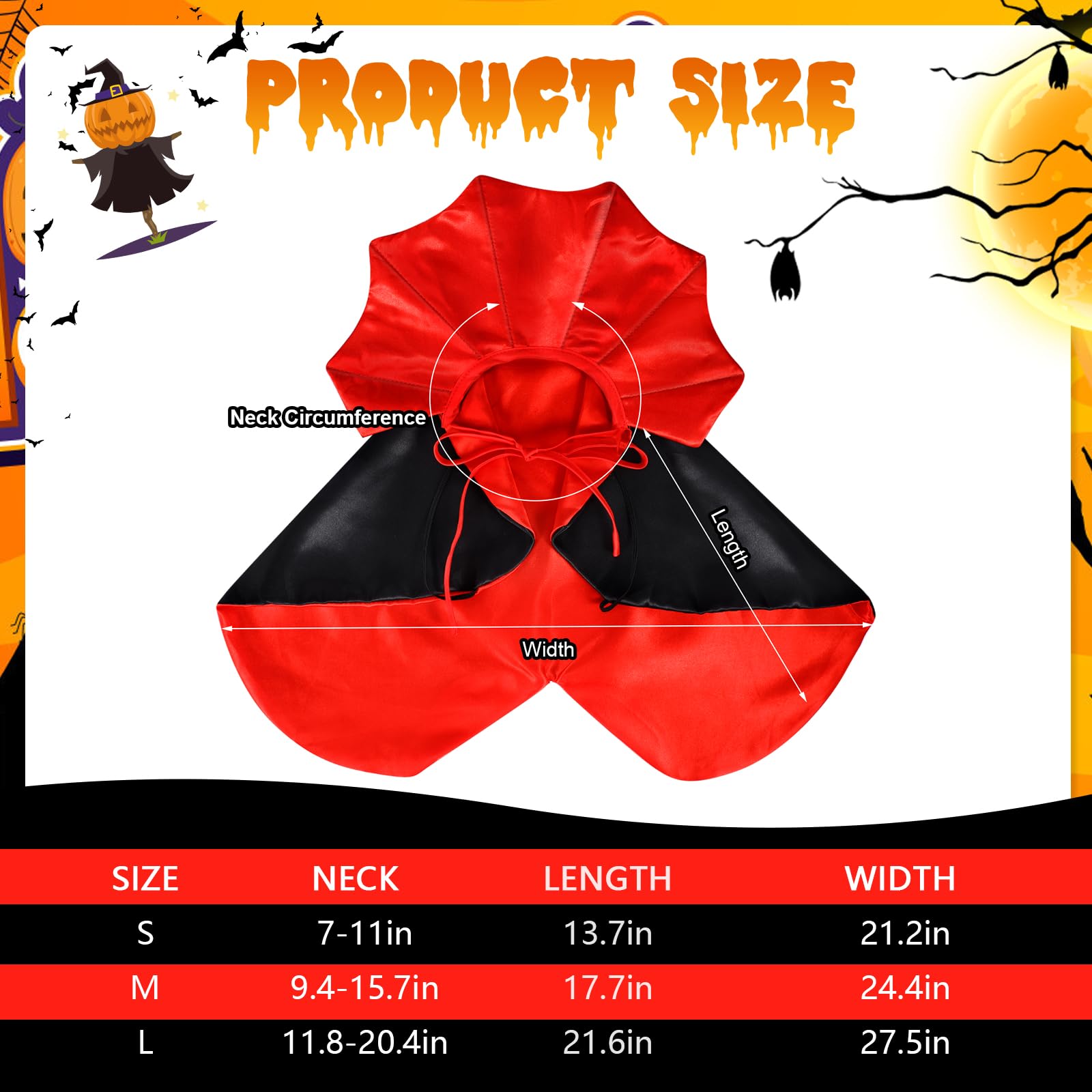 QKURT Cat Vampire Cloak-Pet Halloween Costumes, Dogs Cats Cape - Image 2