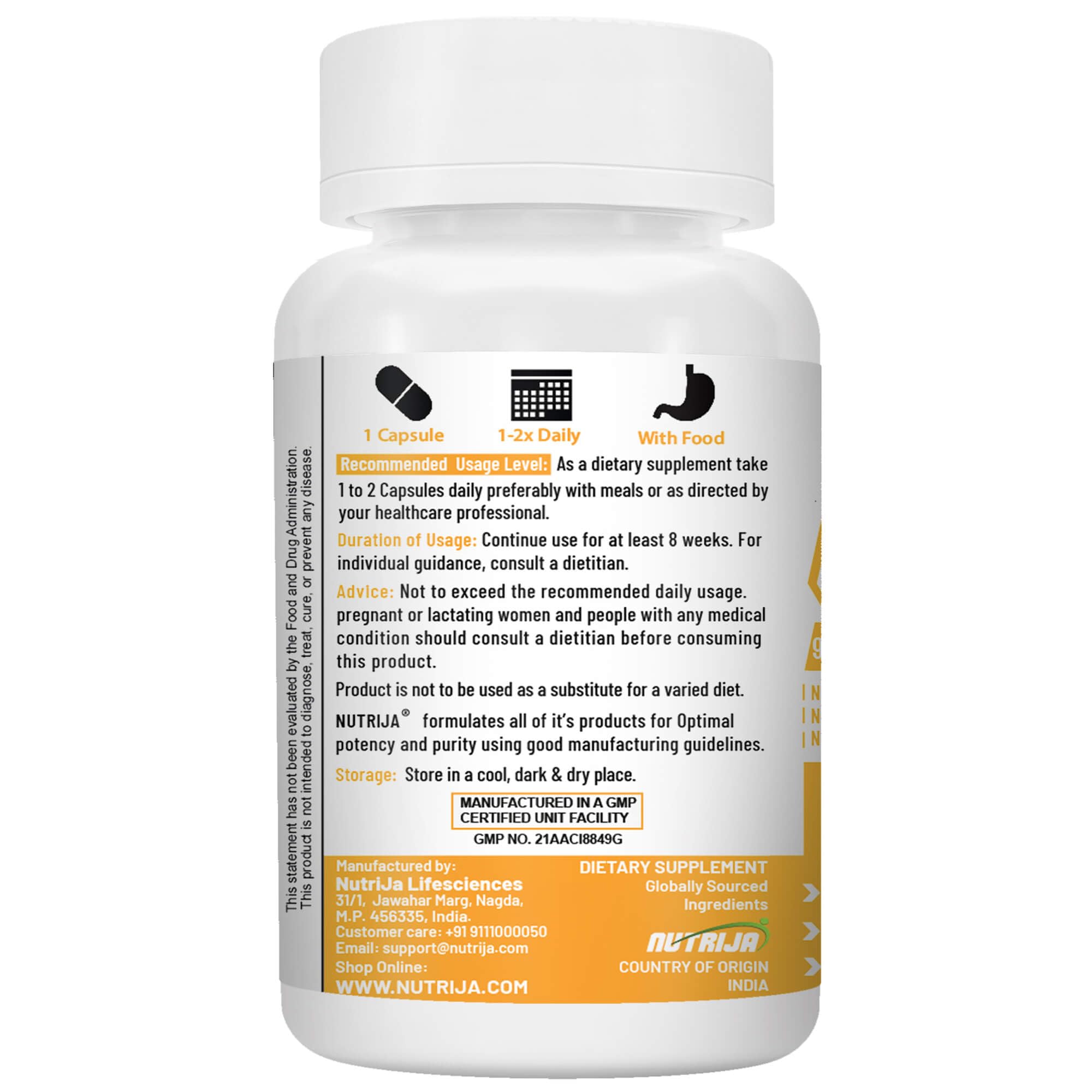 NutriJa Curcumin 500mg with Bioperine – 60 Veg Capsules | 95% Curcuminoids | High Absorption Turmeric Extract | Supports Joint Health, Immunity & Antioxidant Support — Amazon image 3