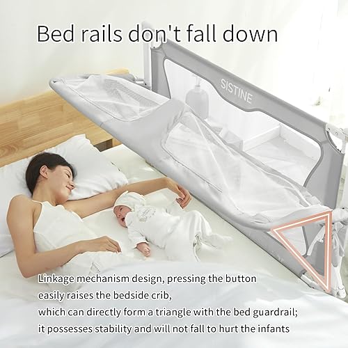 Miniatura 2 de SISTINE Co Sleeper para bebé en la cama, protector de cama lateral 3 en 1, bebé dormido, cuna para dormir juntos, bebébebéniña, gris