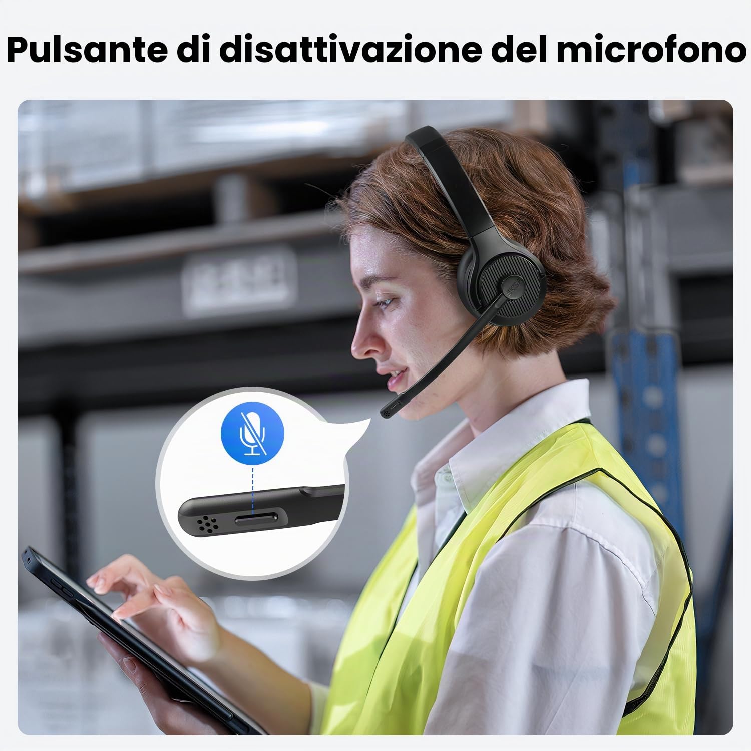EKSA H3 Cuffie Bluetooth [65 Ore e Portata di 30M], Cuffie Mono per PC con Microfono e Riduzione del Rumore, Cuffie Wireless Bluetooth 5.4 aggiornate per Ufficio/Team