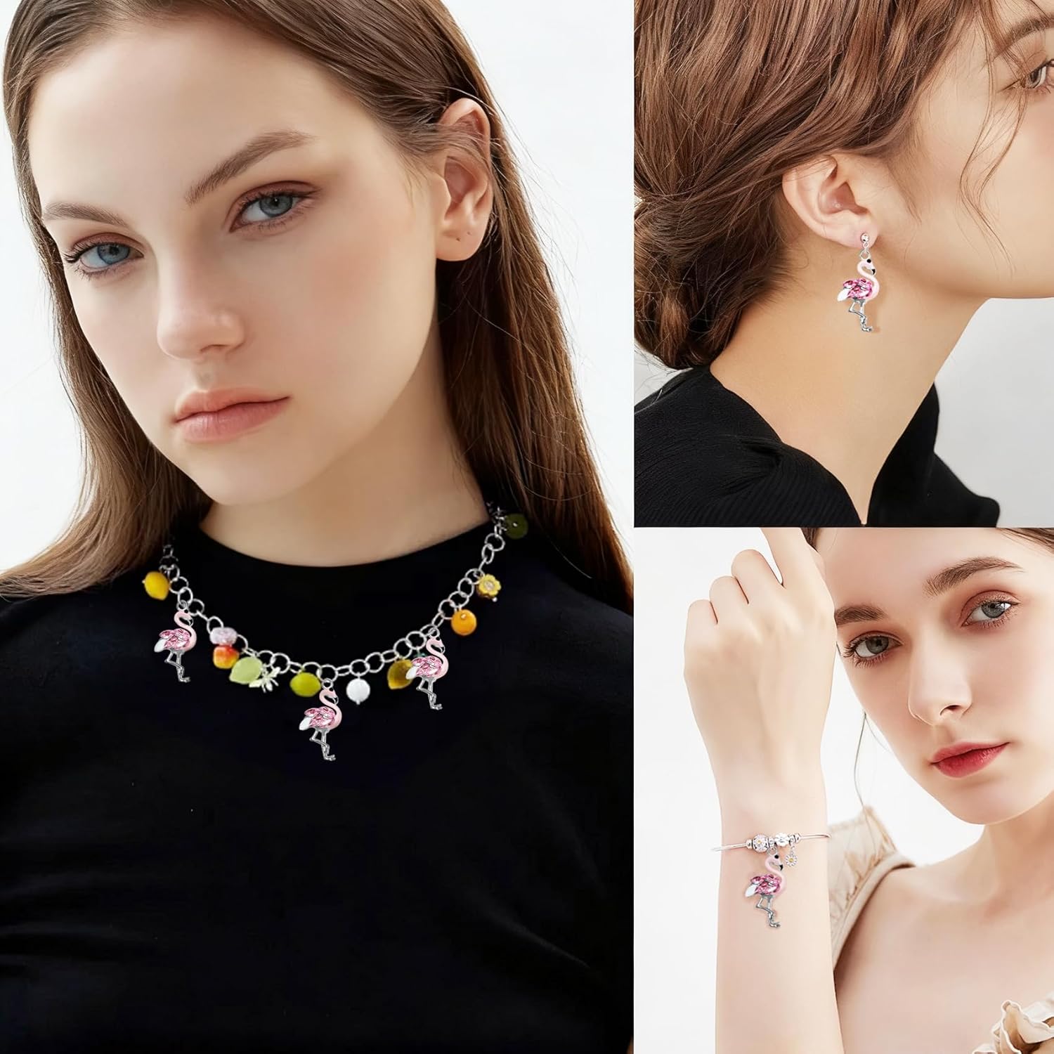 SYBKED 20 Pcs Cute Sliver Flamingo Charms DIY Handmade Making Jewelry Small Pink Accessories Alloy Pendant Necklace Bracelet Sweater Earring Keychain Decoration for Women Gift - Image 7