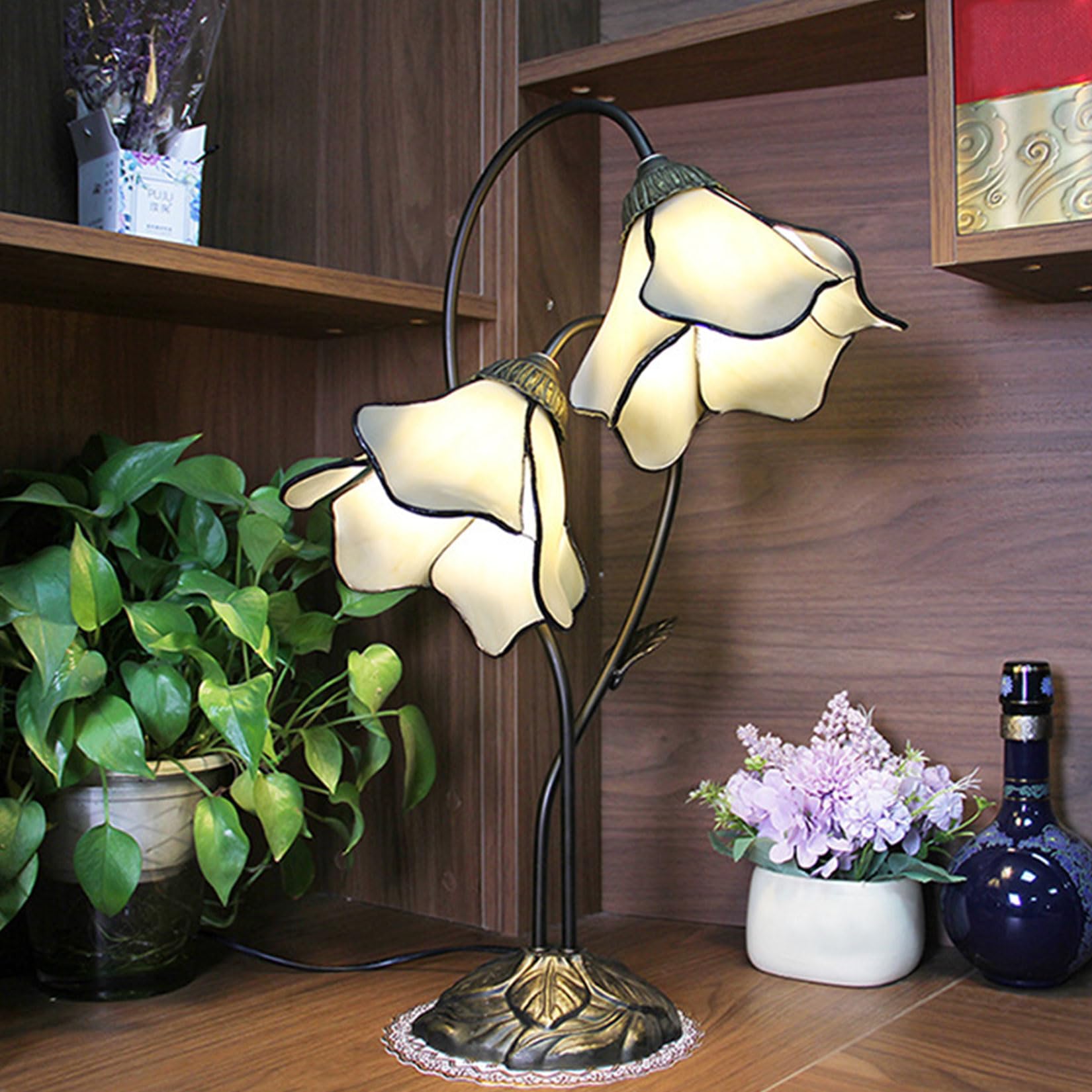 STAINED GLASS LANTERN SHADE 風花 STAINED GLASS LANTERN SHADE 風花