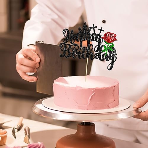 Miniatura 6 de Paquete de 1 decoración para tarta de cumpleaños de Rip Twenties, purpurina negra de Death to My Twenties Birthday Cake Pick Rip to My 20s Cake