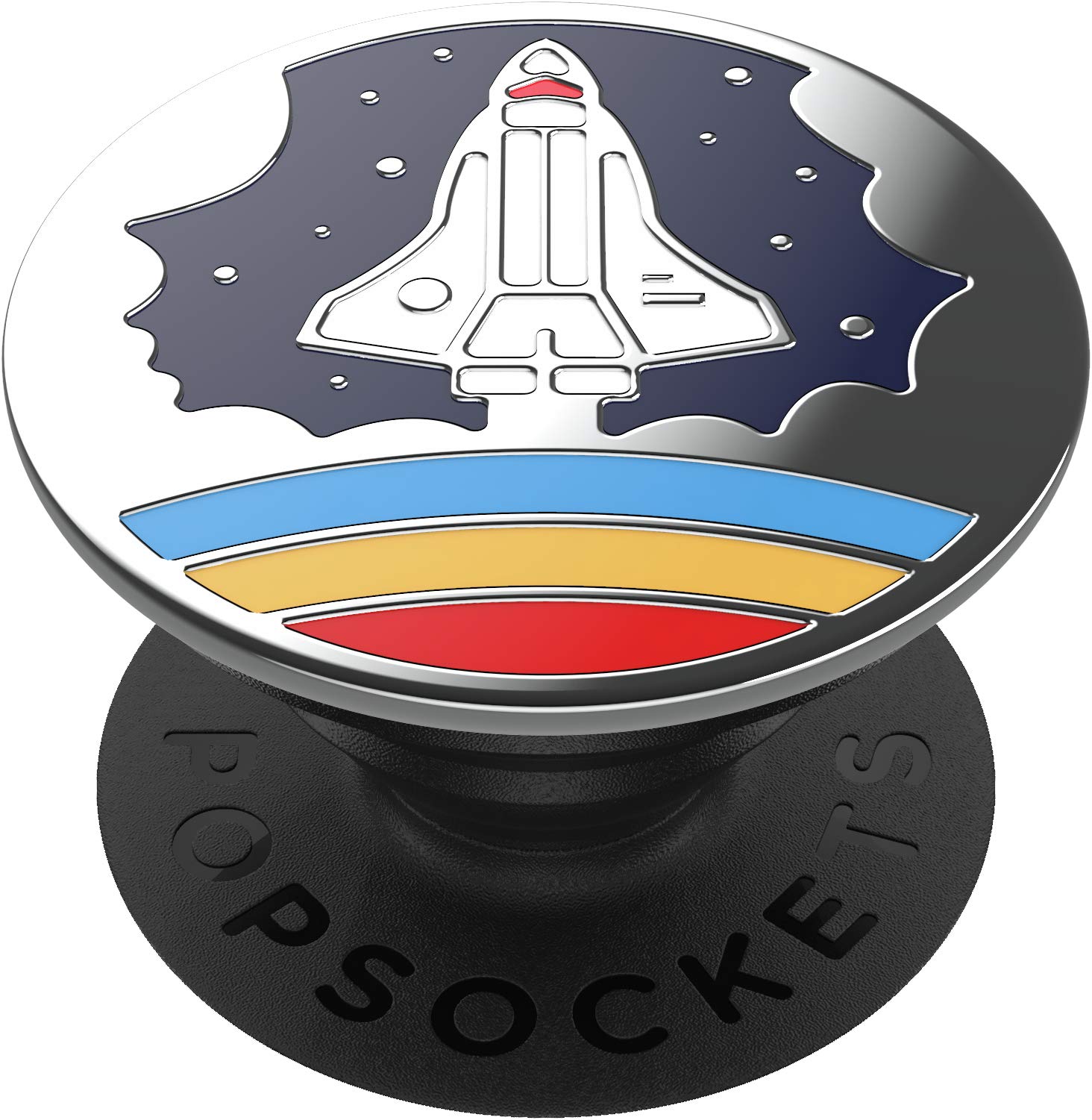 PopSockets PopGrip: Phone Grip and Phone Stand, Collapsible, Swappable Top, Enamel Space Shuttle Navy