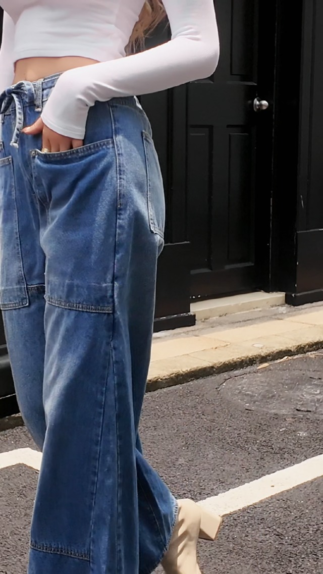 Cicy Bell Womens Wide Leg Jeans Vintage Mid Rise Baggy Boyfriend