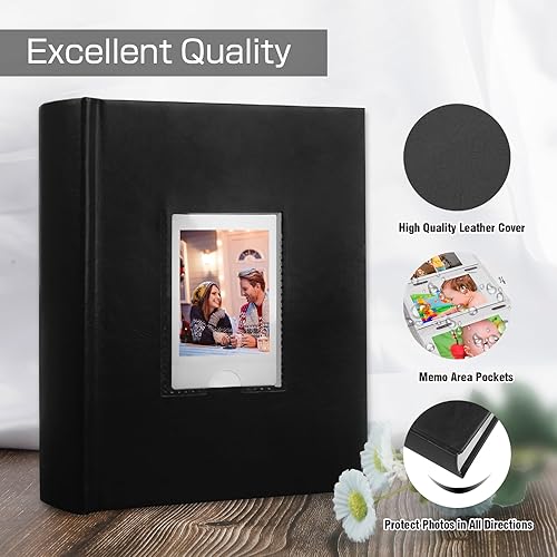 Miniatura 6 de Álbum de fotos de 180 bolsillos para cámara Fujifilm Instax Mini, álbum de fotos con espacio de escritura para Polaroid, cubierta de cuero, foto de