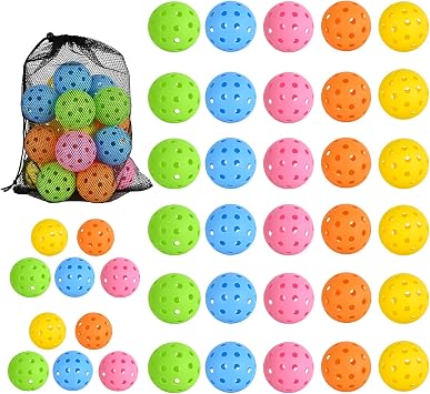PICKLETECH Pickleball Balls 20Pack|40Pack, 40 Holes USAPA Approved Pickleball Balls with Mesh Bag, Perfectly Balanced, High Bounce True Flight, Outdoor Pickleball Balls for Tournament Play