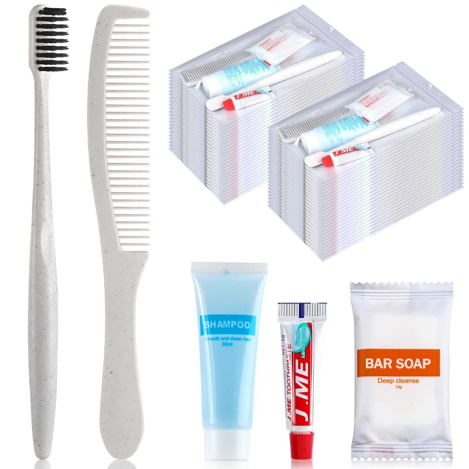 Kit di articoli da toeletta di base per la cura dei senzatetto, kit per l'igiene personale, include spazzolino usa e getta, dentifricio, shampoo, pettine sapone da bagno, per donne, uomini