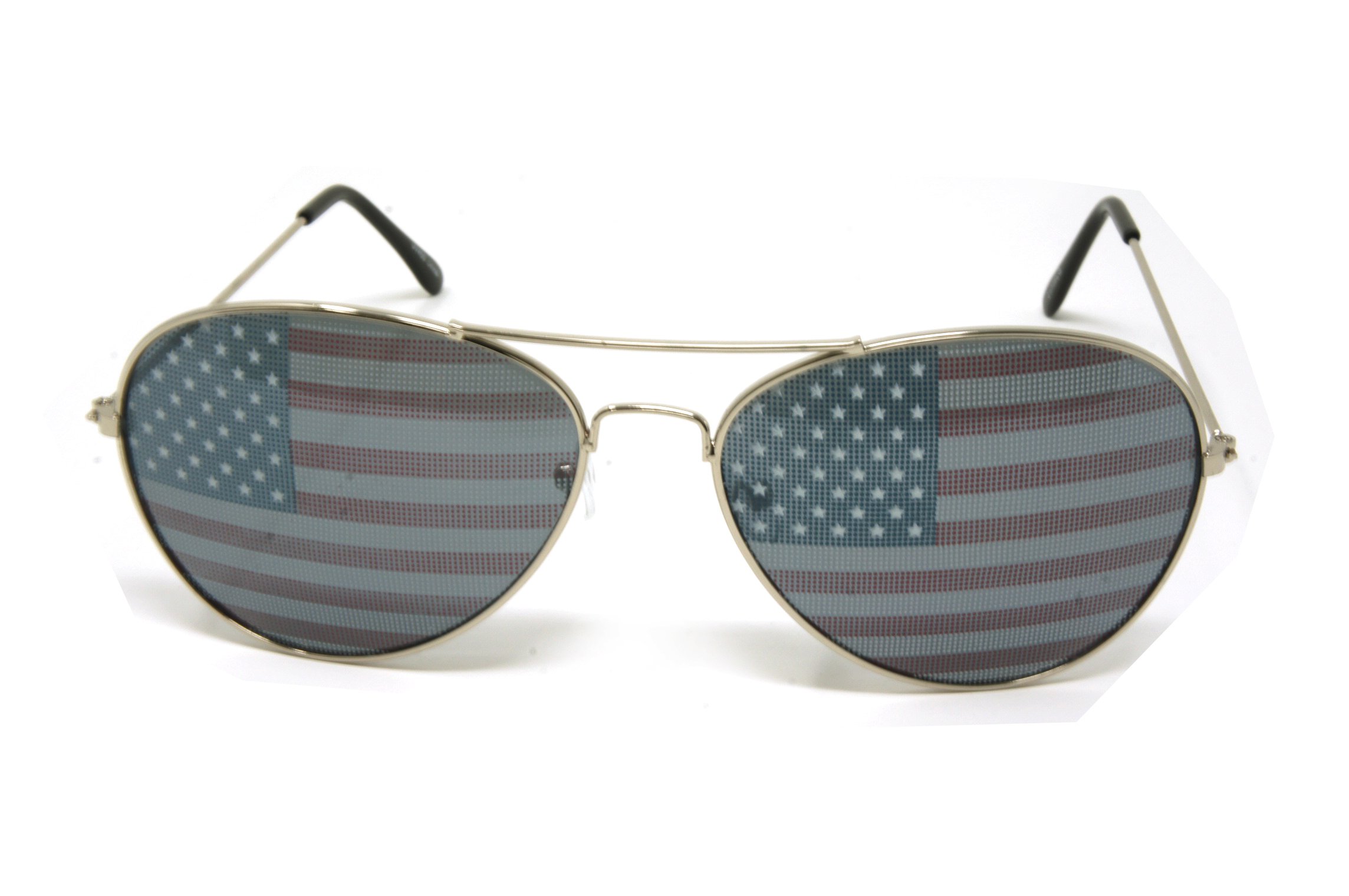 ColorViper American Flag Aviator Sunglasses w/clear case (silver, one color)