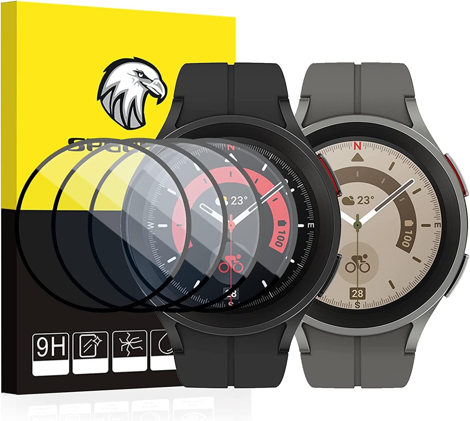 SPGUARD Galaxy Watch 4 46mm Screen Protector, 3 Pack Tempered Glass Screen Protector Compatible with ONLY Samsung Galaxy Watch4 Classic 46mm (2021 Released)(NOT for Other Models)