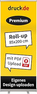 druck.de Premium Roll Up Banner individuell bedruckt 85 x 200 cm - Werbedisplay - inkl. Tragetasche & Aluminium System - Messe Display, Präsentationsbanner, Werbung (85x200 cm)