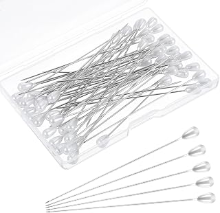 Mabor 75mm/3Inch Straight Pins Sewing, Pearl Head Decorative Pins, 50Pcs Teardrop Corsage Boutonniere Pin for Wedding Flower Bouquet Jewelry Ornaments Attaching Dressmaker Crafts