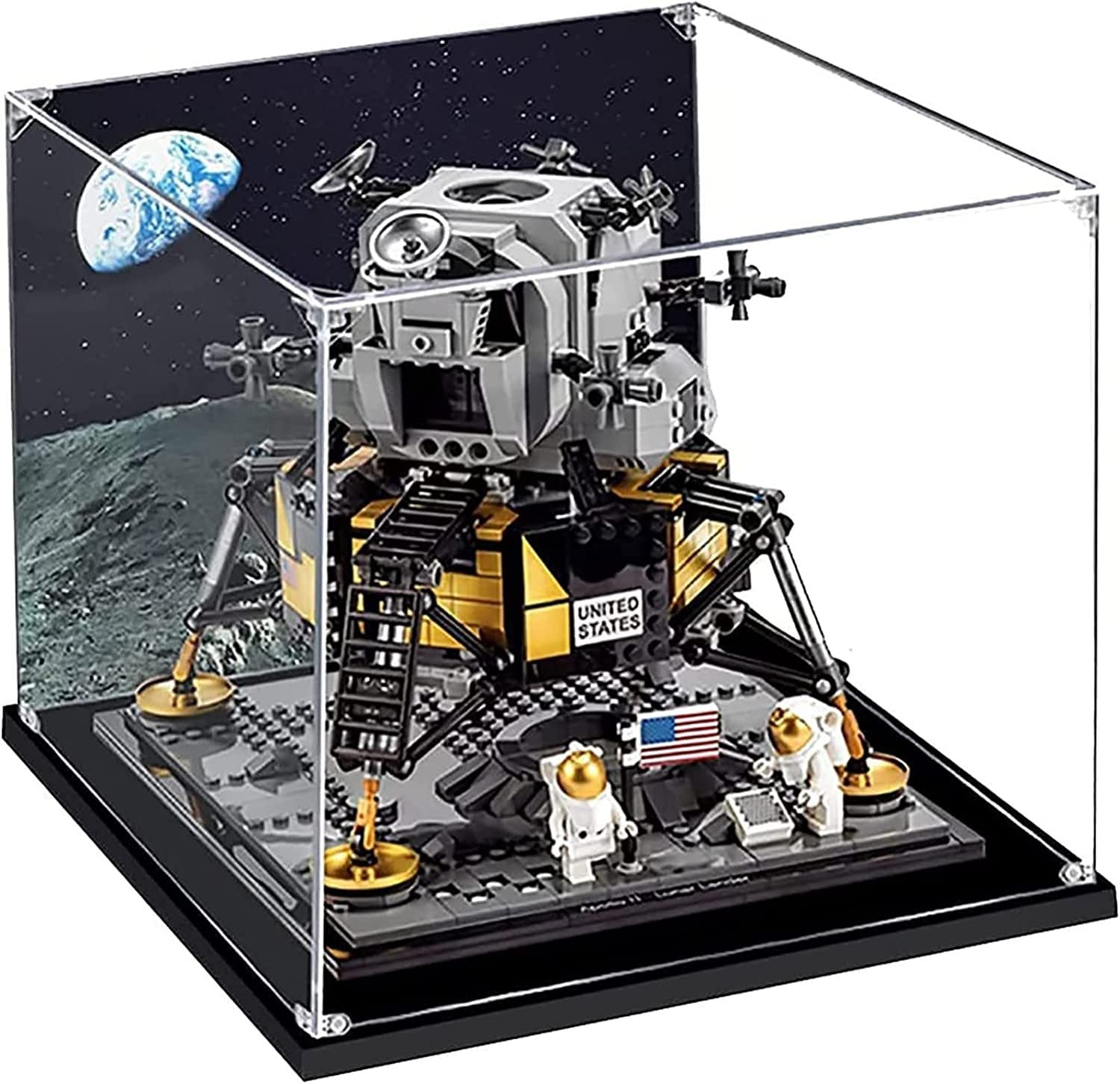 Acrylic Display Case for Lego 10266 Lunar Lander, Transparent and Dustproof Display Box Suitable for Lego (NOT Included Lego Model)(Inkjet)