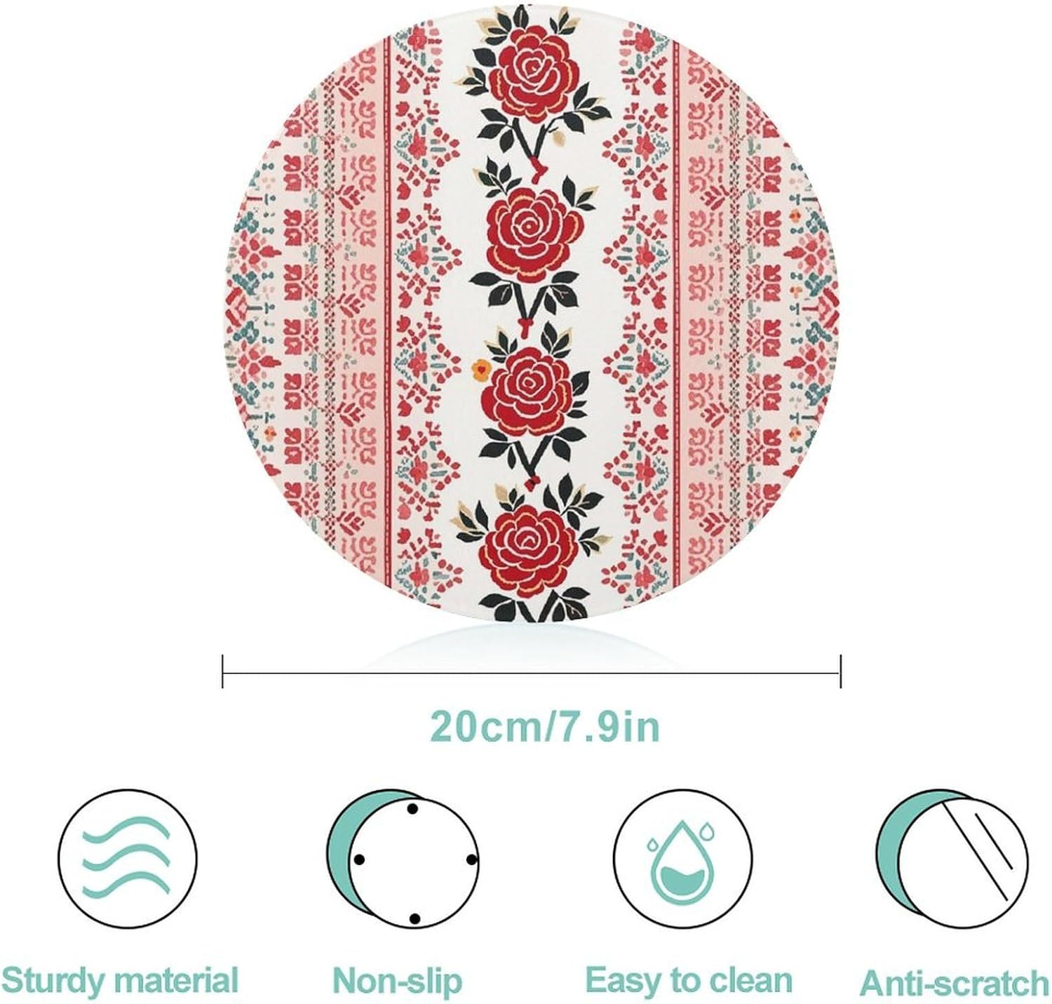 Ukrainian Embroidery Rose Tempered Glass Cutting Boards for Kitchen image 2