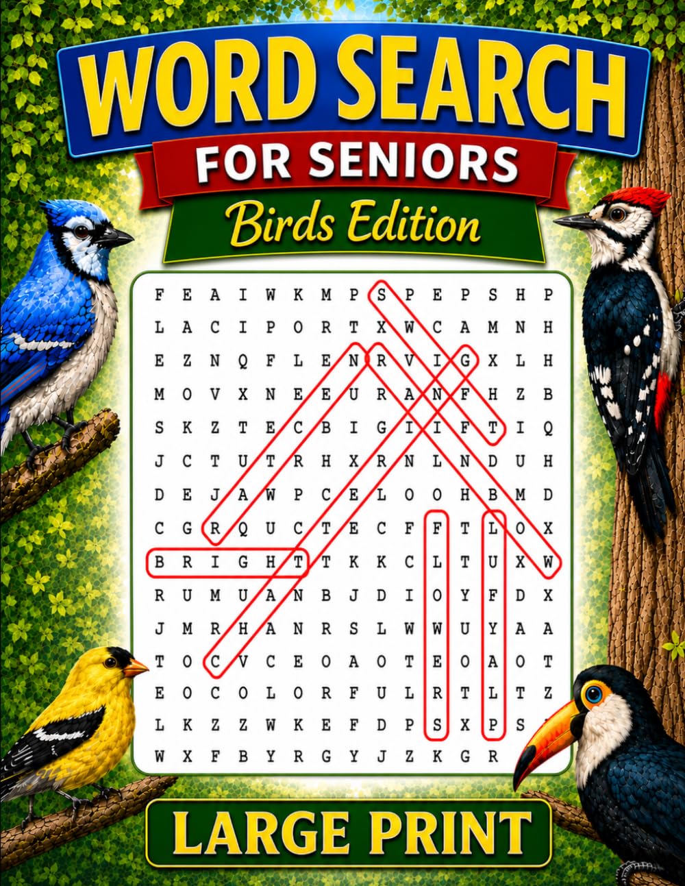 Large Print Bird Word Search: Fun Puzzles About Beautiful Birds (Large Print Word Search for Seniors)