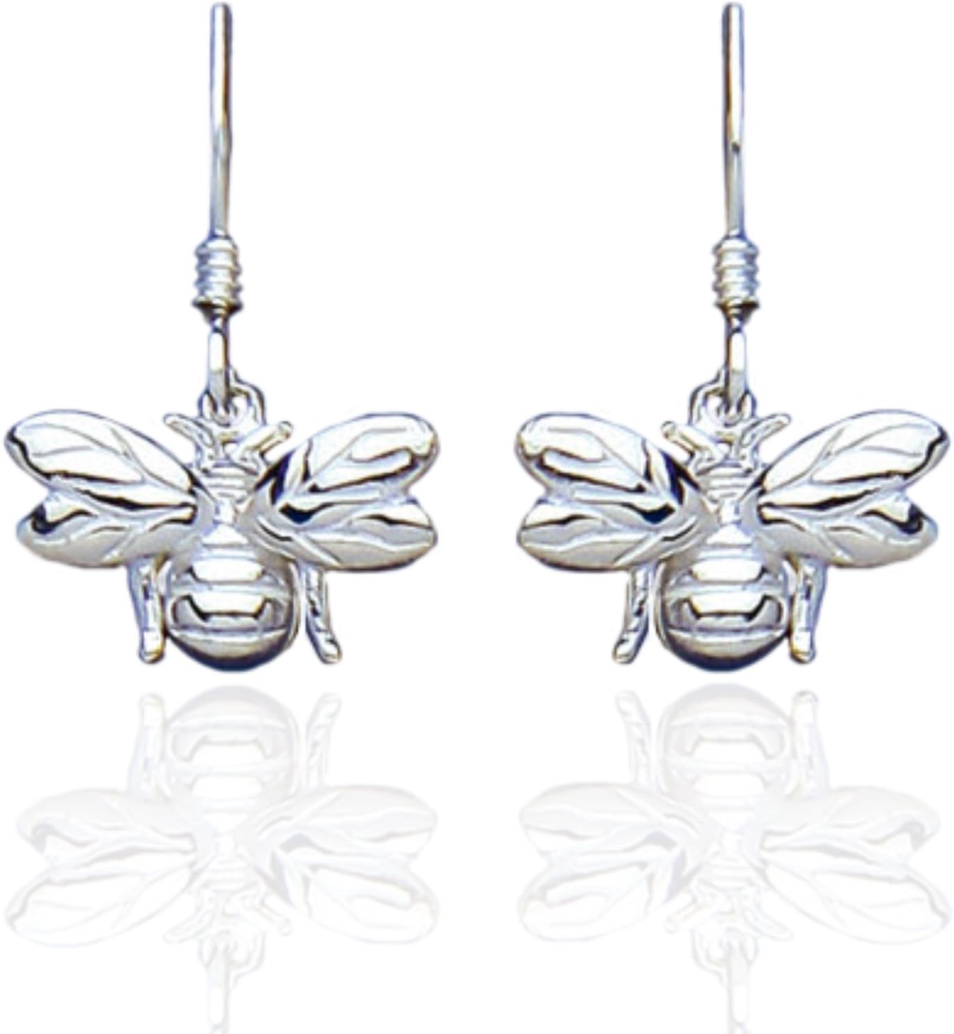 925 Sterling Silver Honey Bee Earrings. Marquise.
