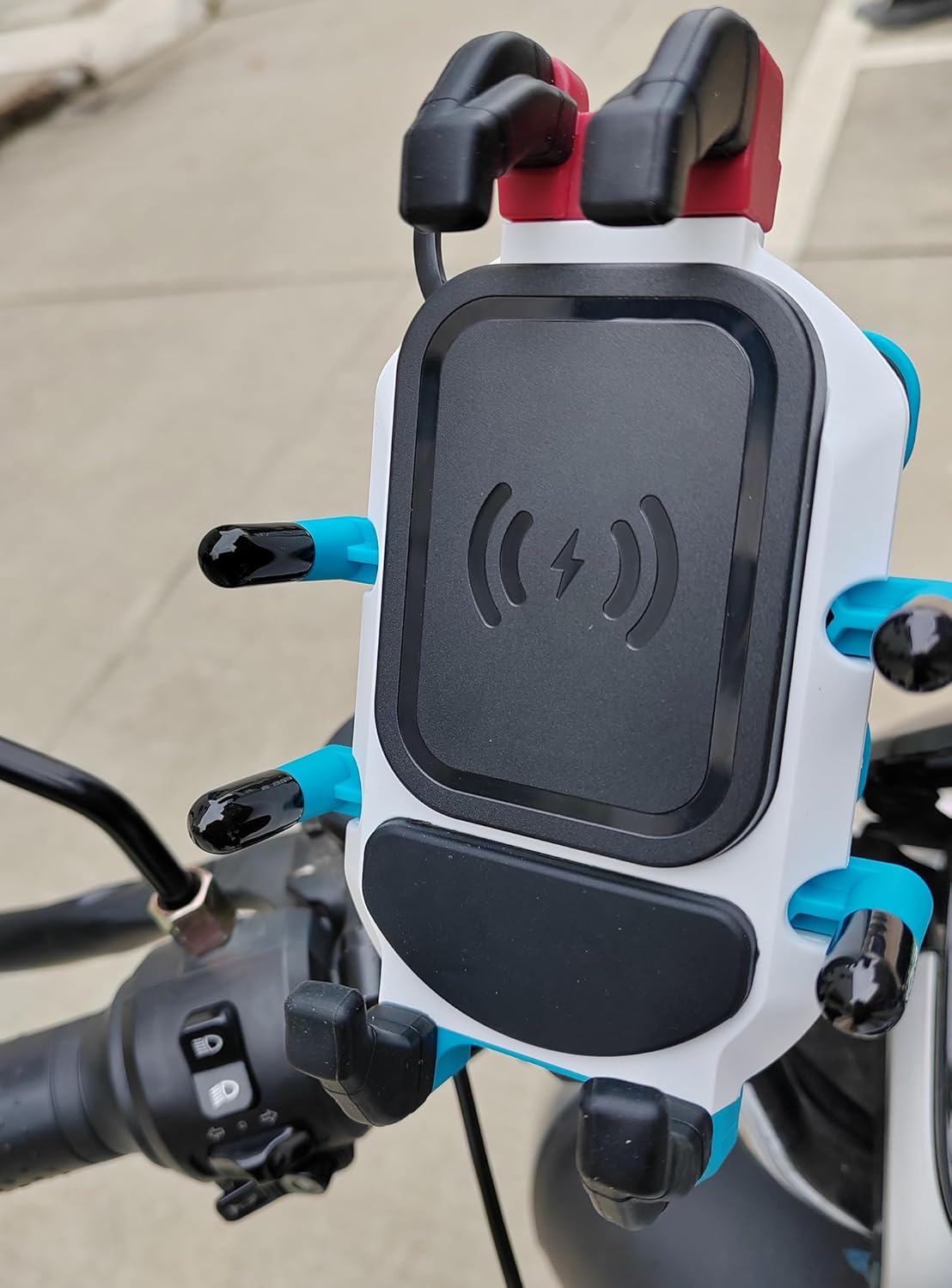 Motorcycle Phone Mount Holder with Charger Waterproof Handlebar 15W Wireless&PD USBC QC3.0 Fast Charging Port with Vibration Dampener Anti Shake for Motorcycle Fit 4.7''-7.2''Cell Phone