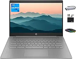 HP Chromebook 2025 Premium 14" Hd Laptop Computador Leve Fino Empresarial, Processador Intel De 4 Núcleos, Gb Ram, 192 Armazenamento (64 Memória Interna + 128 Cartão), Wi-Fi, Webcam, Bateria Longa D
