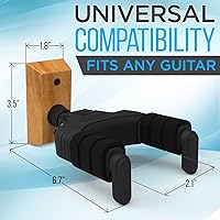 Vista 4 de Pyle - Soporte de pared para guitarra con bloqueo automático, gancho universal con base de madera dura Sapele, giro de 45 grados, amortiguación EVA