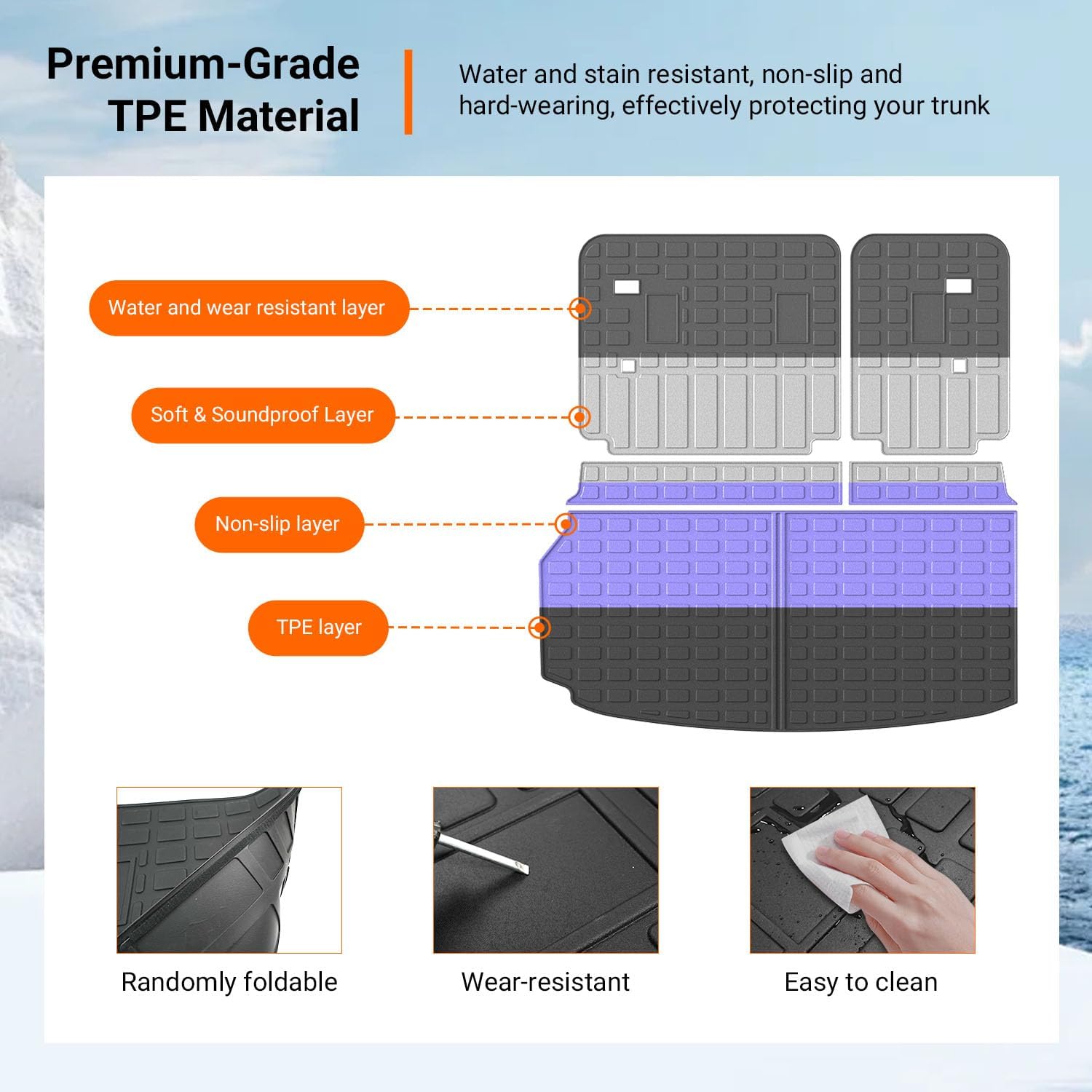 powoq 7&8 Seats Cargo Mat Compatible with 2024-2026 Chevy Traverse Trunk Mat GMC Acadia 25-26 Buick Enclave Trunk Liner TPE Cargo Backrest Liner Replacement for 24-26 Traverse Accessories