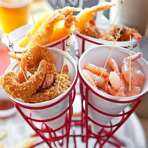 Miniatura 4 de CompoBambu 200 palillos de cóctel  Brochetas de bambú de 4.7 pulgadas para frutas, palillos de dientes elegantes para aperitivos, palillos