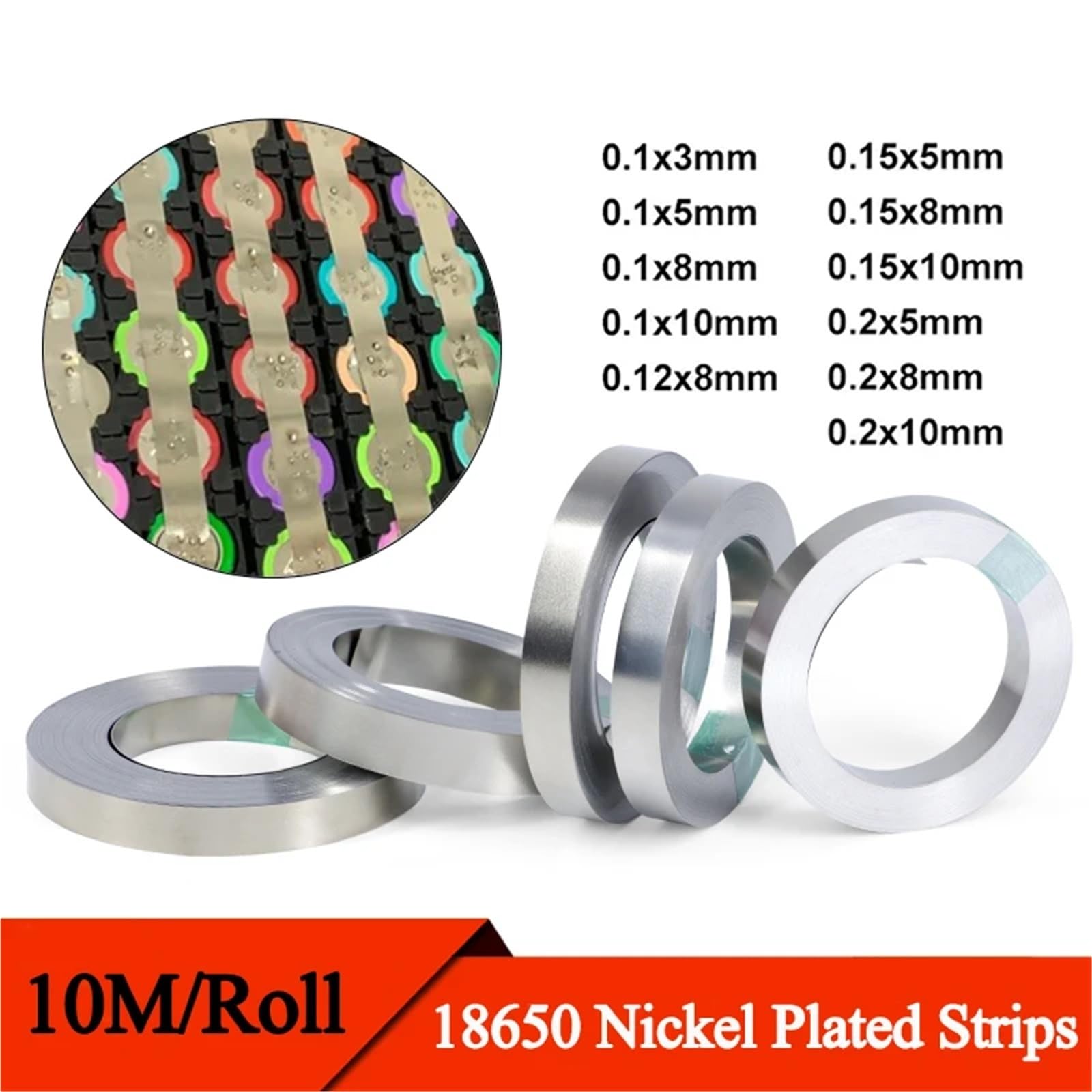 Taśma niklowa 0,1-0,2 mm x 3-10 mm x 10 m do zastosowań punktowych