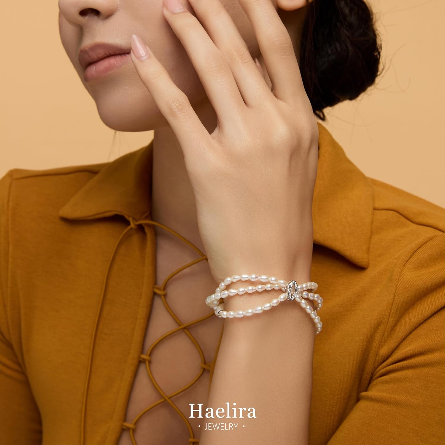 S925 Sterling Silver Four-pointed Star Pearl Bracelets for Women, 8.27 Inch Lucky Freshwater Cultured Pearl Bracelets, Non Tarnish and Hypoallergenic Suitable for Everyday Wear, Perfect Jewelry Gift for Women - Image 3