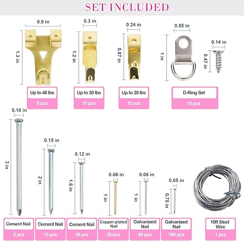 Miniatura 4 de Kit de herramientas para colgar cuadros de 315 piezas y 33 herramientas de pistola de grapas rosa con pistola de grapas de tapicería 3 en 1 para