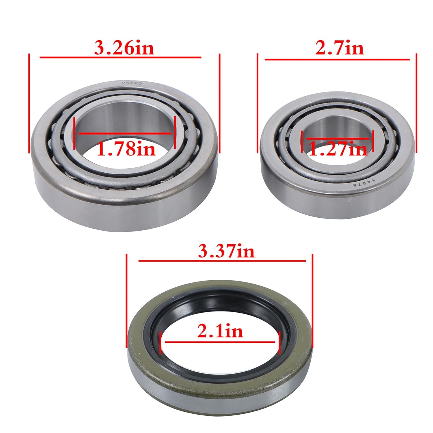 labwork 4 Set 5200-7000LBS Trailer Bearing Kit 25580 25520 Replacement for 1.25 to 1.75 Tandem Axles D42 Spindle (12 Pieces/Set)