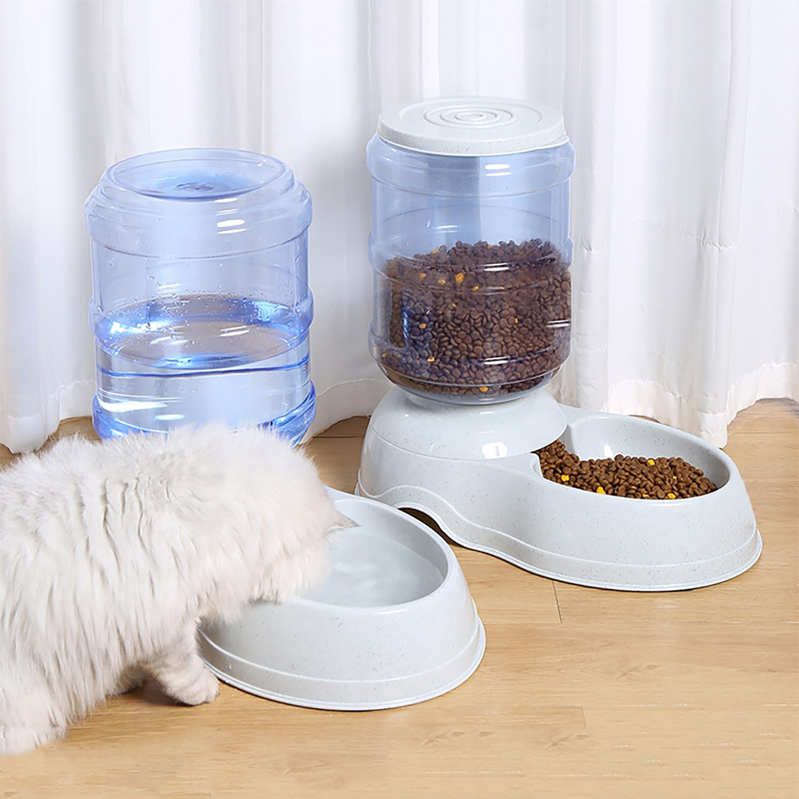 Juego de comedero automático para perros y dispensador de agua para perros grandes, juego de dispensador de comida y agua de 3 galones con cuenco de comida para mascotas, estación dispensadora de agua