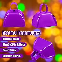 Vista 3 de Boao 100 cencerros de metal con asa para eventos deportivos, campanas ruidosas de vacas pequeñas, campanas de llamada para bodas, juegos de fútbol