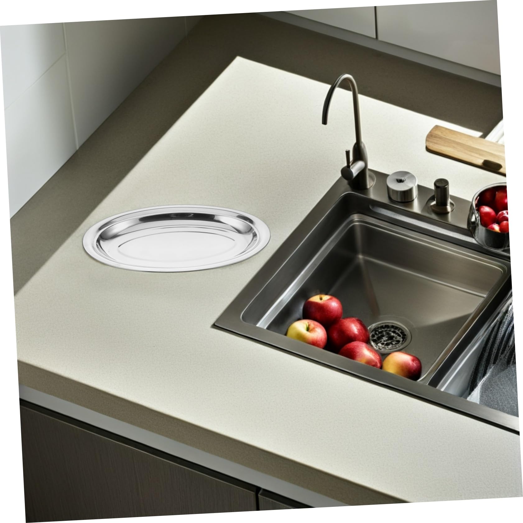 Plato para Servir Pescado Ovalado de Acero Inoxidable, 6 Piezas, 35 Cm | Platos Planos Grandes de Acero Inoxidable, Bandeja Ovalada para Servir Alimentos, Acabado Pulido