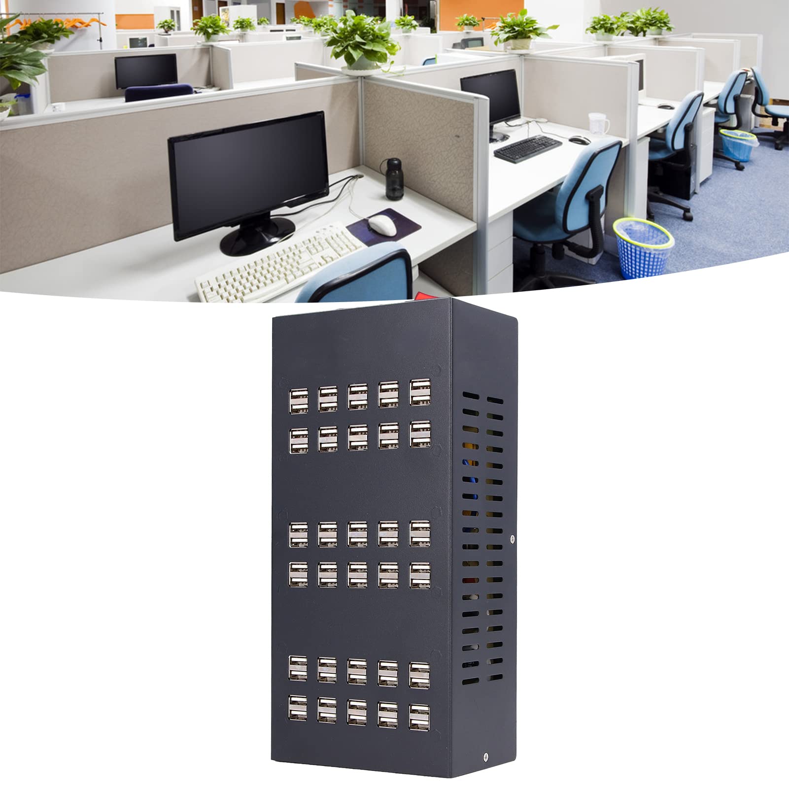 Caricatore a più porte, stazione di ricarica USB salvaspazio Dimensioni compatte Ingresso 220V 50Hz con protezione da sovratensioni per desktop di casa e ufficio
