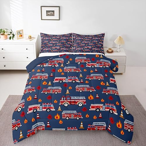 Miniatura 9 de Juego de ropa de cama de automóvil para niños, lindo juego de edredón de tren tamaño Queen, juego de ropa de cama de camiones arcoíris, juego de