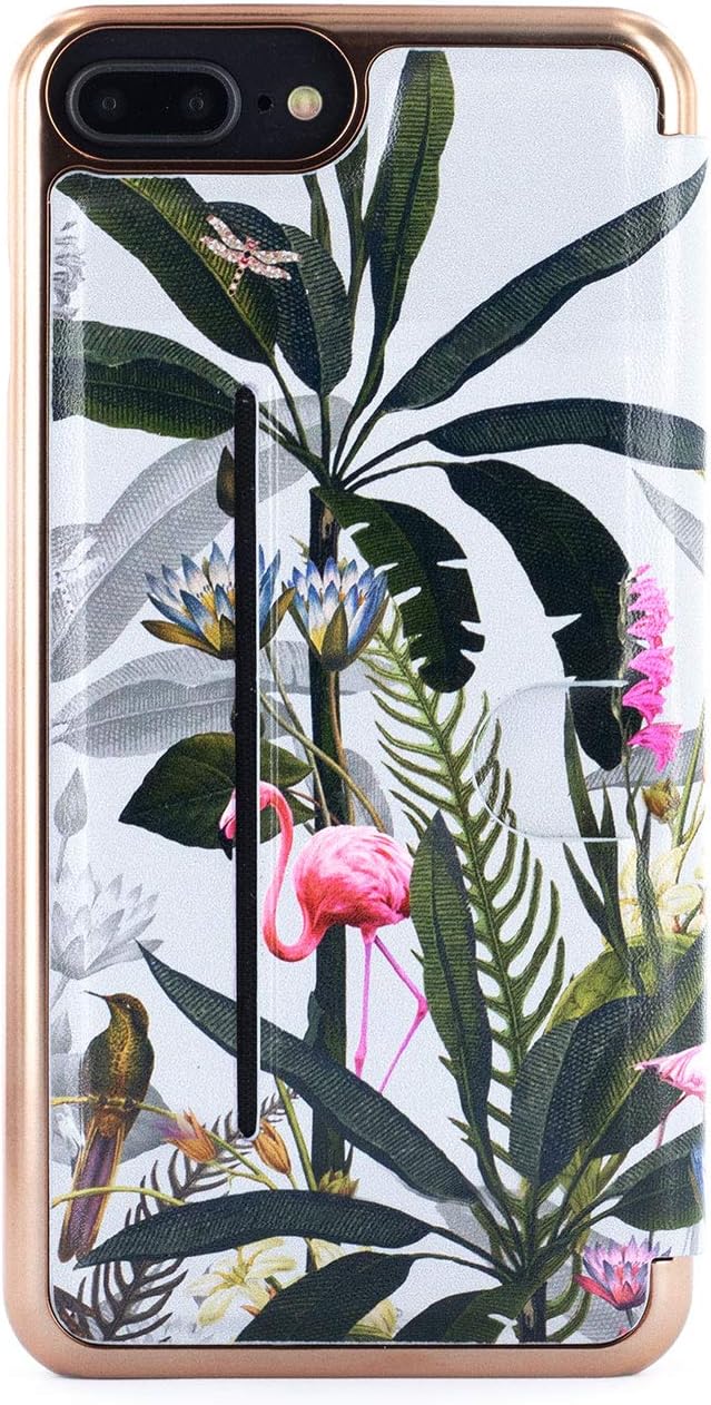 Ted Baker PLEE Mirror Folio Case with Outer Card Slot for iPhone 8 Plus / 7 Plus / 6 Plus, Protective Wallet iPhone 8 Plus / 7 Plus / 6 Plus Cover for Professional Women - Pistachio Grey