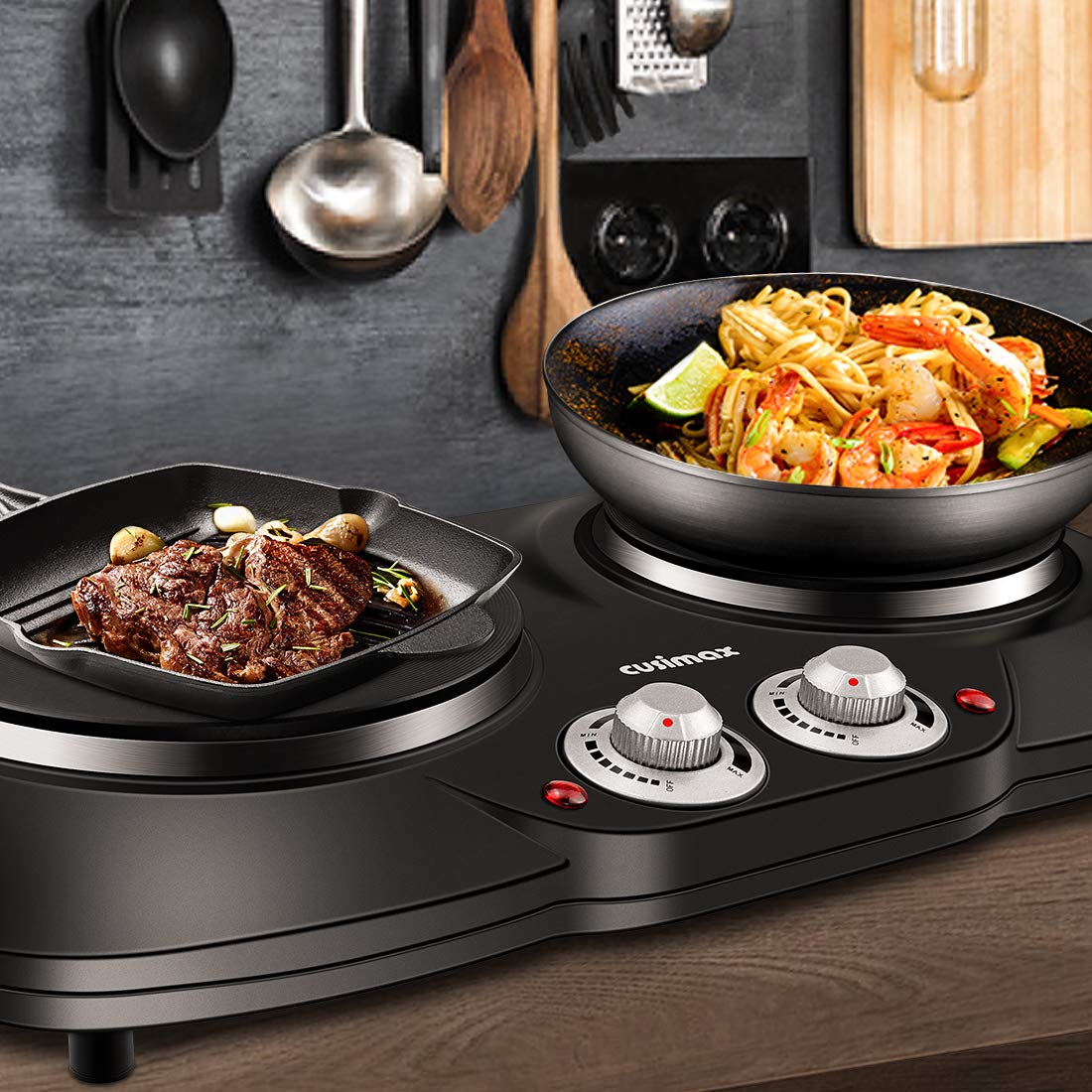 Buy Cusimax Double Hot Plate Portable Electric Hob 2500W, Cooktop Table
