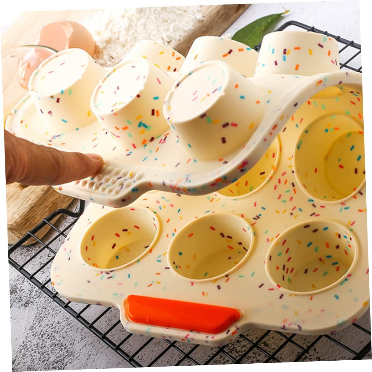 ABOOFAN Silicone Cake Mold Cavity Cartoon Bunny Shape Baking Mold for Cookies Puddings DIY Cake Baking Food Grade Khaki Silicone Bakeware for Oven Microwave Use