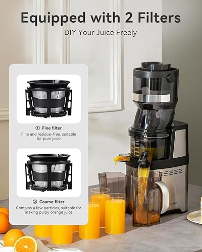 Miniatura 6 de MOKKOM Exprimidor de prensa en frío, máquina extractor de jugo de canal de alimentación de 5.91 pulgadas de ancho, alto rendimiento de jugo,