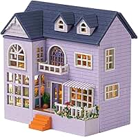 CUTEROOM Casa De Bonecas Em Miniatura Com Móveis, Kit De Casa De Bonecas De Madeira Diy Com Luzes Led, Sala Criativa Para Ideia De Presente De Dia Dos Namorados (D032)