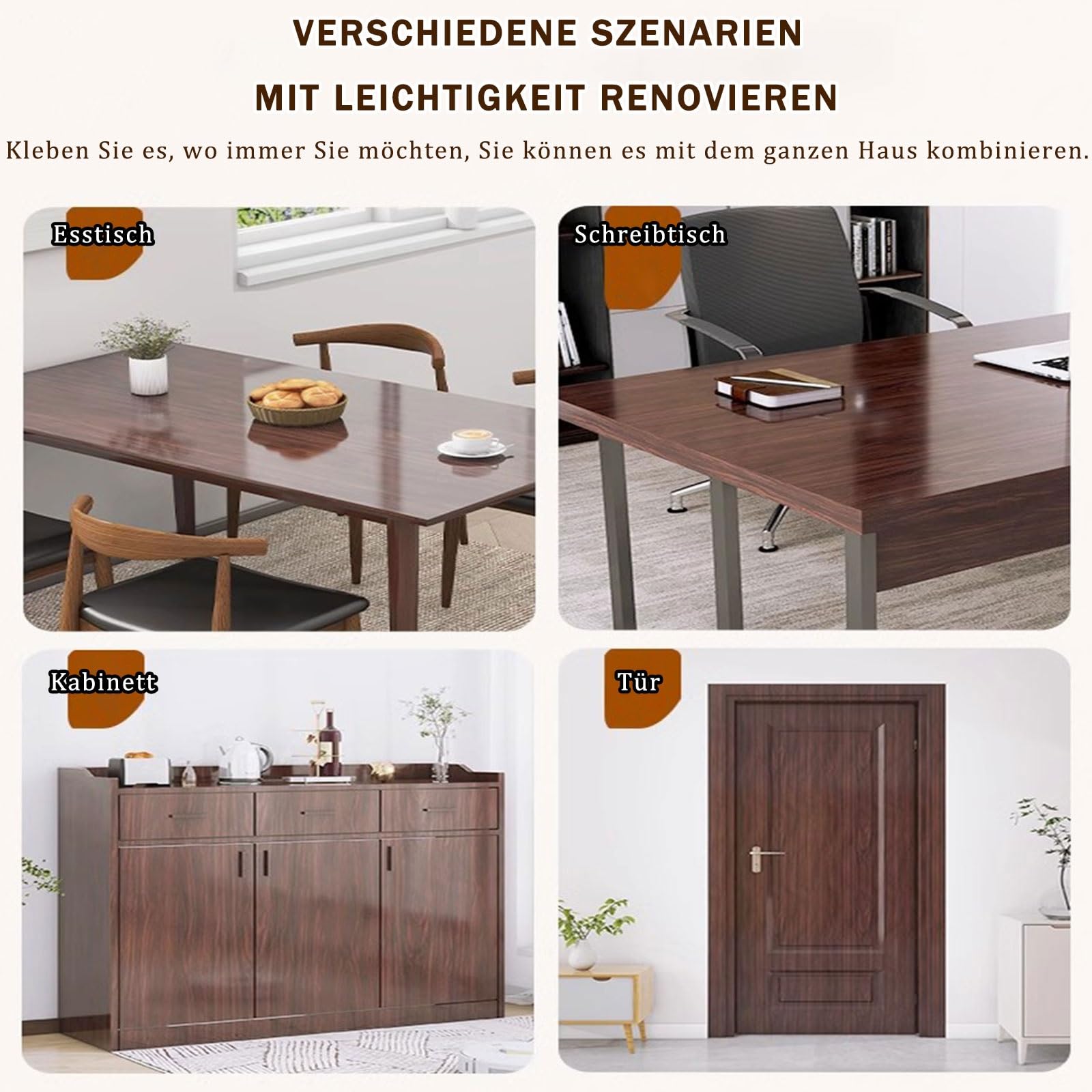 Samoprzylepna tapeta imitująca drewno Samoprzylepna folia PVC o wyglądzie drewna do mebli i ścian 8 stylów, wiele rozmiarów(Holzoptik Folie 05,60 x 300 cm)