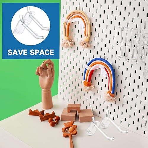 Miniatura 6 de 120 ganchos de plástico de 2.4 pulgadas para tablero de clavijas, ganchos de bloqueo para tableros de clavijas, manualidades, almacenamiento,