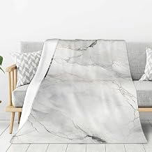 White Grey Marble Print Throw Blanket for Couch Sofa Bed, Super Soft Lightweight Cozy Fuzzy Warm Flannel Plush Throw Blanket 40"x30" - All Season Use