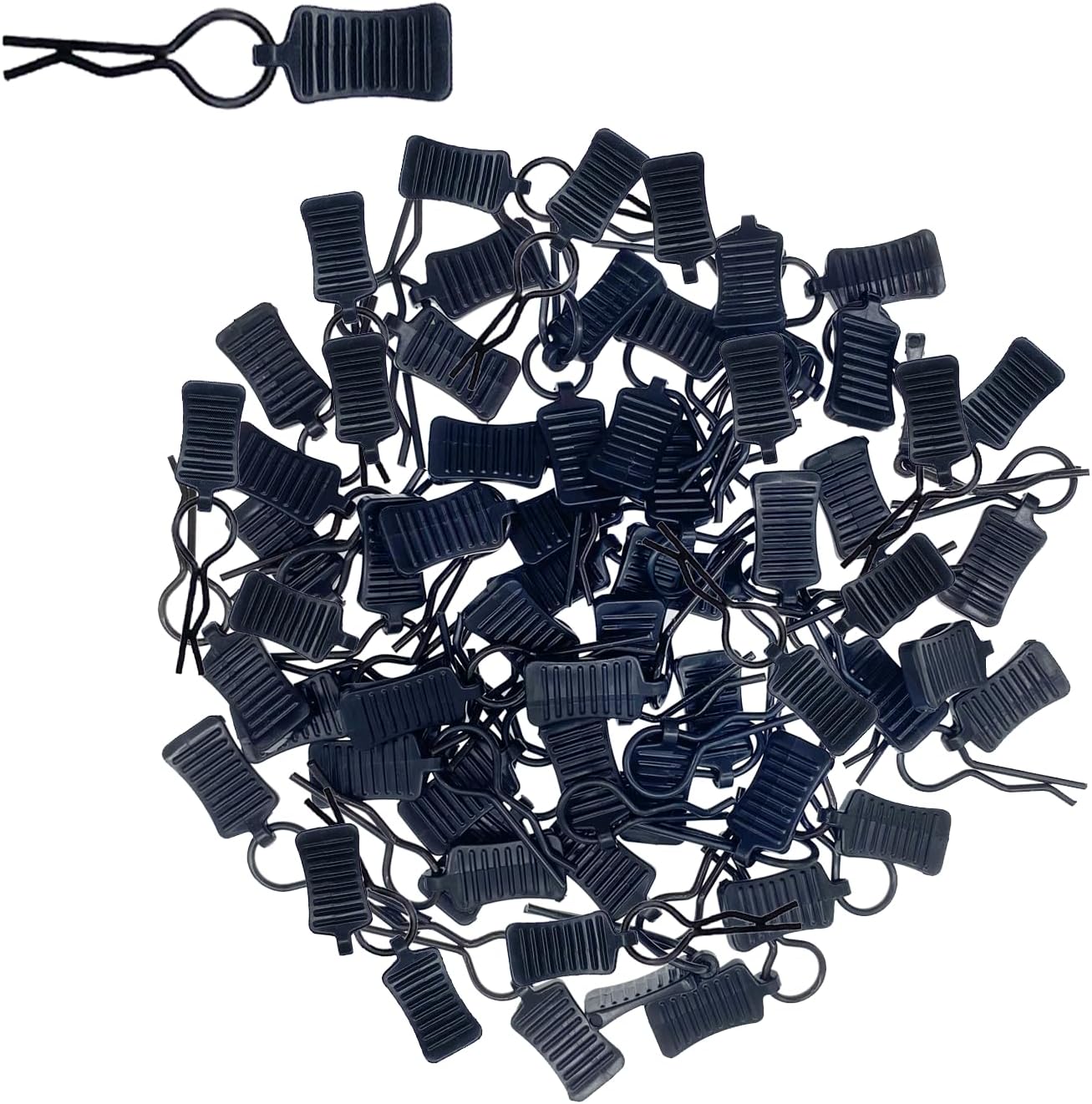 50pcs RC Body Clips with Pull Tabs for All 1/8 1/10 1/12 Scale Traxxas Redcat Axial Arrma HSP Redcat HPI Himoto Tamiya RC Car Truck Buggy Parts (1.2mm Rod Black Clips and Tabs)